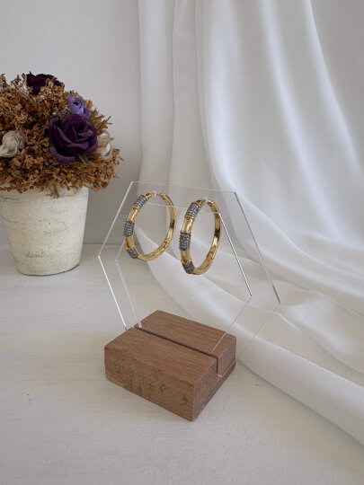 Taşlı Halka Küpe - Orta Boy 