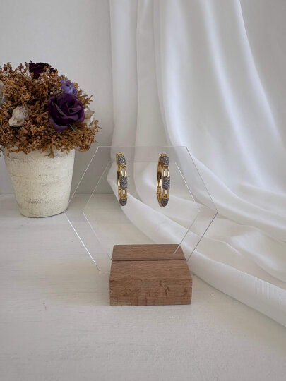 Taşlı Halka Küpe - Orta Boy  - 2