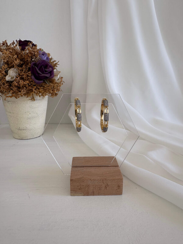 Taşlı Halka Küpe - Orta Boy  - 2