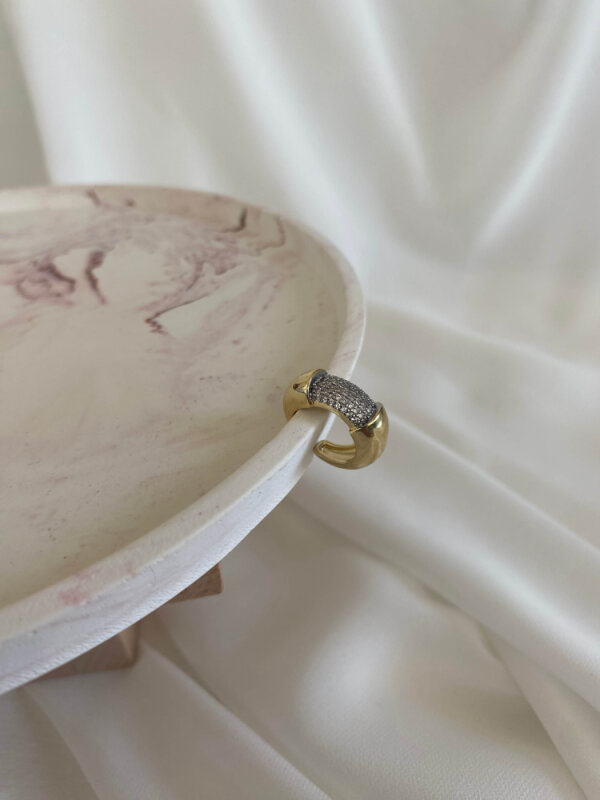 Taşlı Kalın Halka Earcuff - Gold Renk  - 1