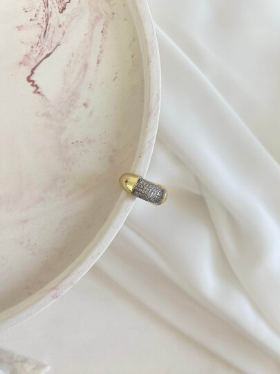 Taşlı Kalın Halka Earcuff - Gold Renk  - 2