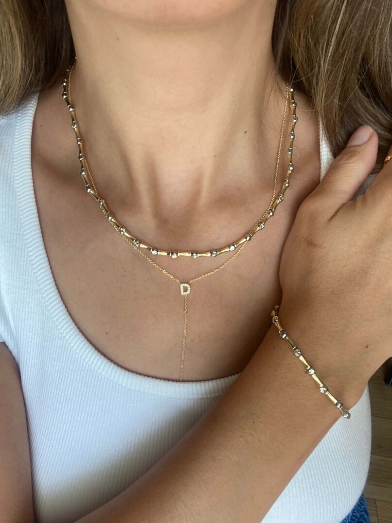 Taşlı Kemik Bileklik - Çift Renk  - 1