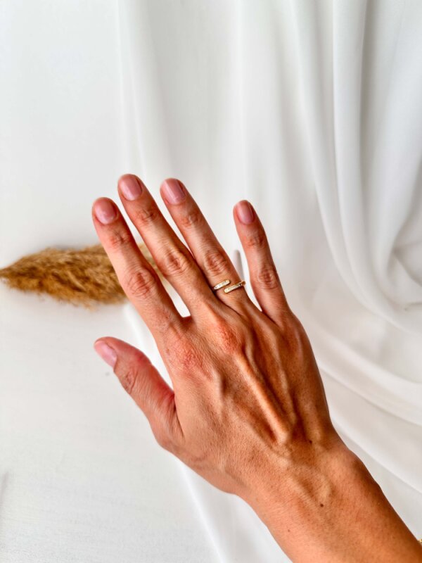 Taşlı Sarmal İnce Yüzük - Gold - 2