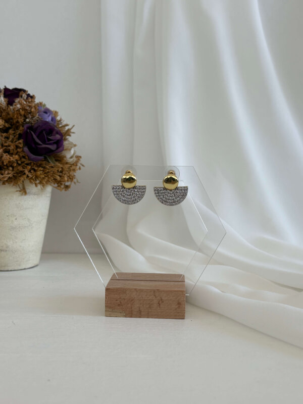 Taşlı Yarım Daire Küpe - 2