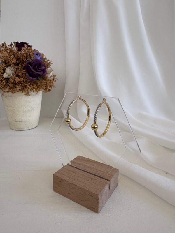 Tek Toplu Taş Sıralı Halka Küpe - 2