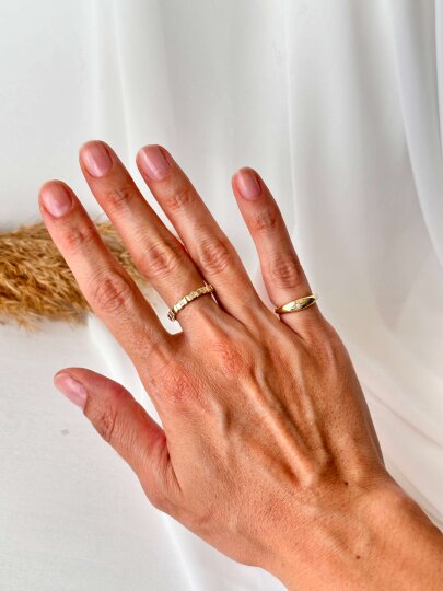 Tek Yıldız Desenli Serçe Parmak Yüzük -Gold - 2