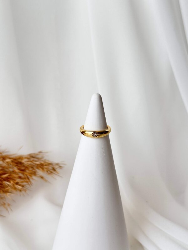 Tek Yıldız Desenli Serçe Parmak Yüzük -Gold - 1