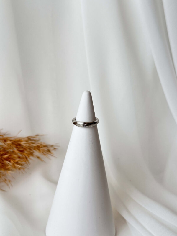 Tek Yıldız Desenli Serçe Parmak Yüzük - Gümüş  - 1