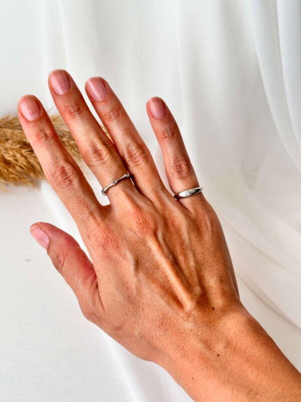 Tek Yıldız Desenli Serçe Parmak Yüzük - Gümüş  - 2