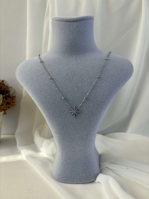 Tek Yıldız Uçlu Top Zincirli Kolye - 1