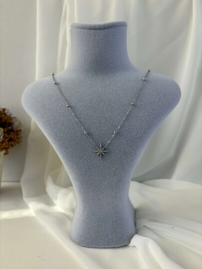 Tek Yıldız Uçlu Top Zincirli Kolye - 2