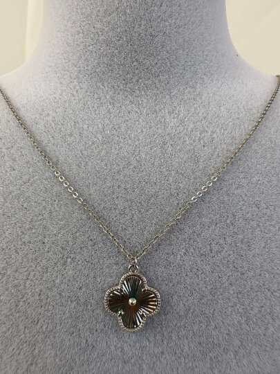 Tekli Yonca Kolye - Gümüş Renk - 3