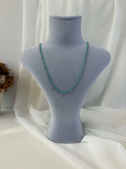 Turkuaz Boncuklu 2'li Kolye