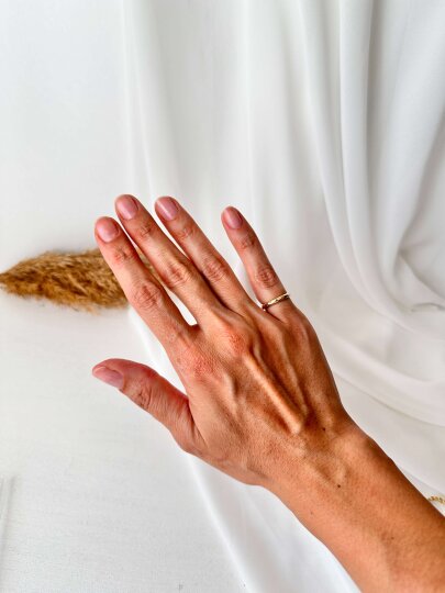 Üzeri Minik Taşlı Serçe Parmak Yüzük -Gold - 3