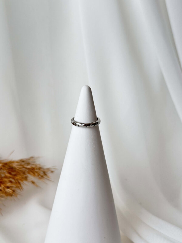 Üzeri Minik Taşlı Serçe Parmak Yüzük -Gümüş - 1