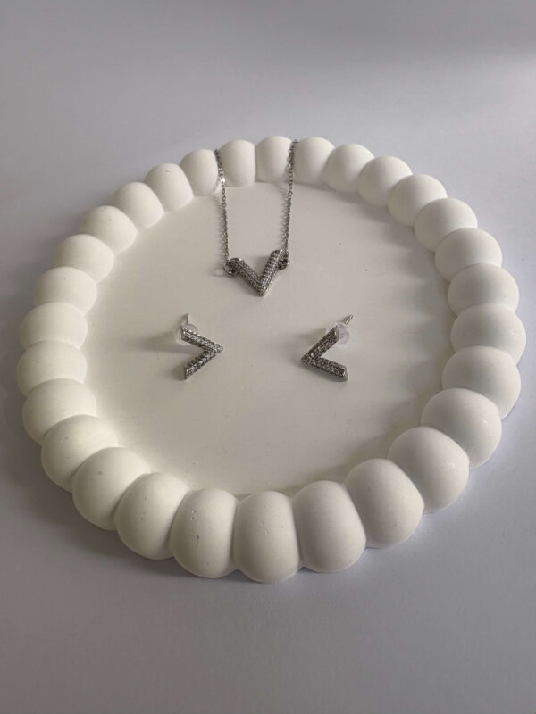 V Şekilli Kolye Küpe Seti  - 1