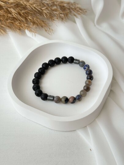 Yarısı Siyah-Yarısı Mavi Tonlarda Bileklik