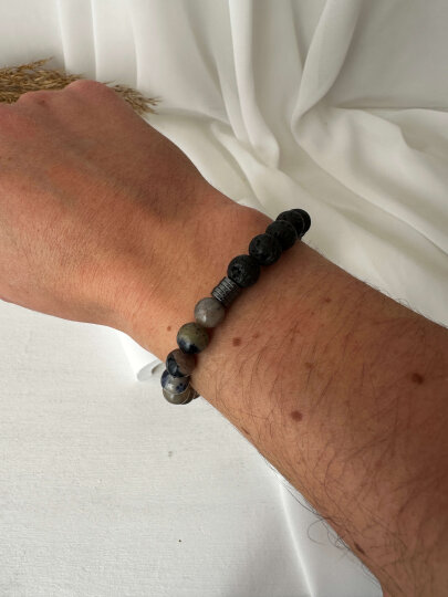 Yarısı Siyah-Yarısı Mavi Tonlarda Bileklik - 2