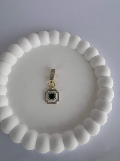 Yeşil Kare Taşlı Charm