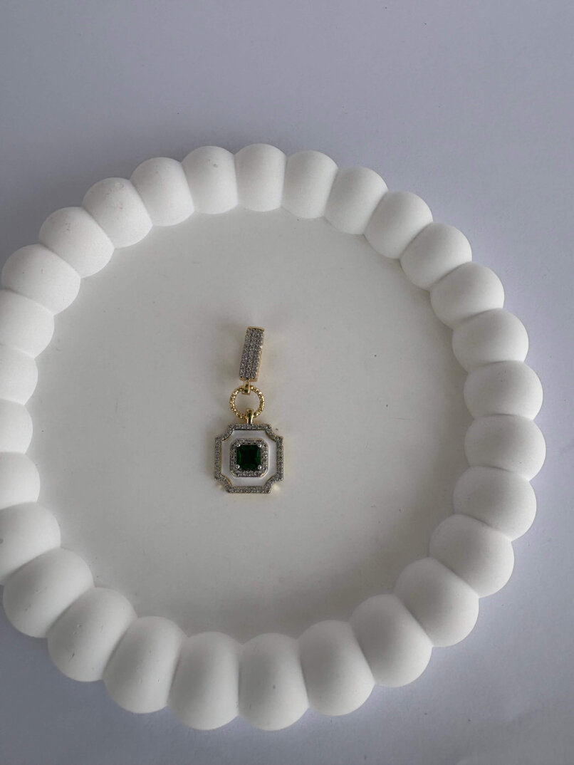 Yeşil Kare Taşlı Charm - 1