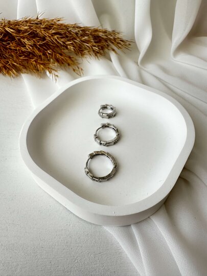 Yılan Model Taşlı 3'lü Halka Küpe - Gümüş Renk 