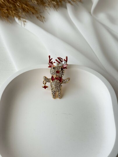 Yılbaşı Sevimli Geyik Broş