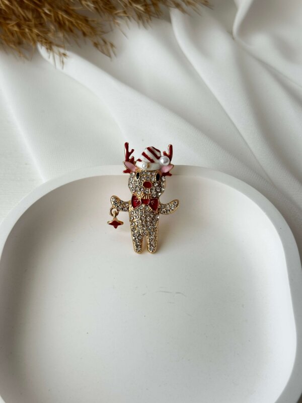 Yılbaşı Sevimli Geyik Broş - 1