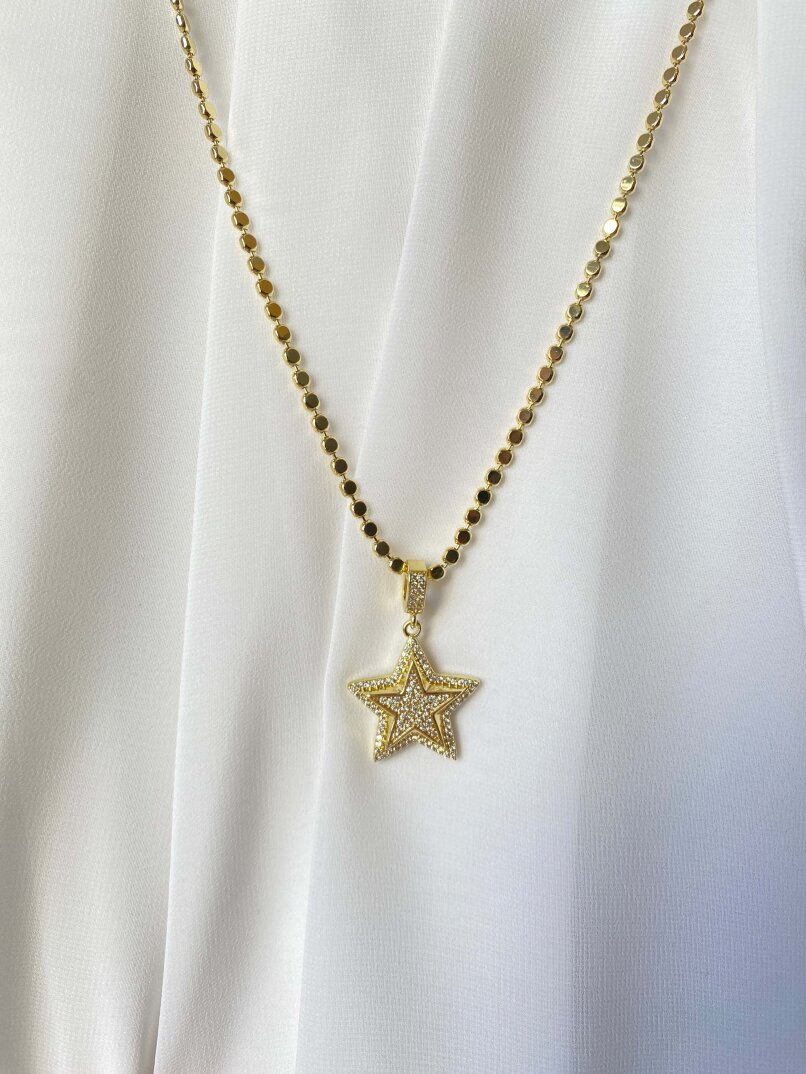 Yıldız Charm'lı Ezme Uzun Kolye - 2