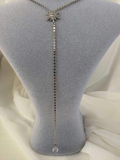 Yıldız Detaylı Yuvarlak Ezme Y Kolye - 2