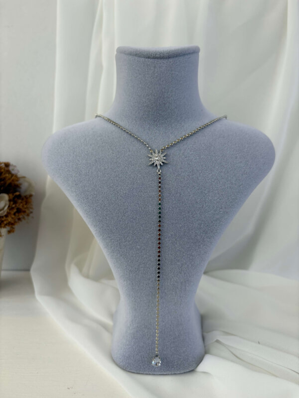 Yıldız Detaylı Yuvarlak Ezme Y Kolye - 1