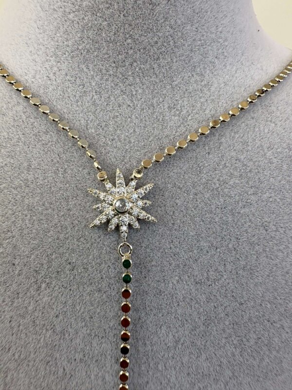 Yıldız Detaylı Yuvarlak Ezme Y Kolye - 3