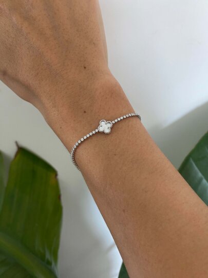 Yonca Bileklik Tekli Bileklik Gümüş