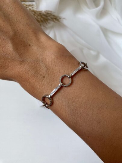 Yuvarlak Halkalı Taşlı Bileklik - 3