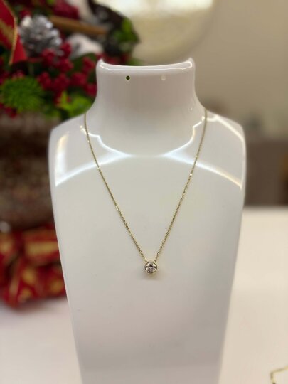 Yuvarlak Taşlı Kolye , 45+3 cm