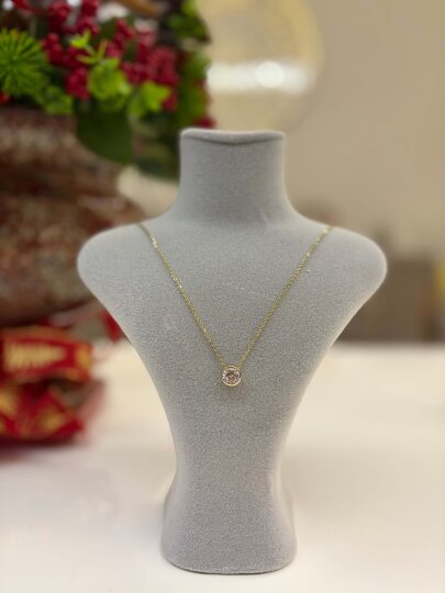 Yuvarlak Taşlı Kolye , 45+3 cm - 2