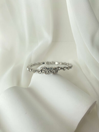 Yuvarlak Taşlı Sarmal Bileklik -Gümüş Renk 